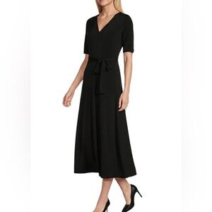 Preston & York Shirt Dress Tie Waist Black Sz Large NWT